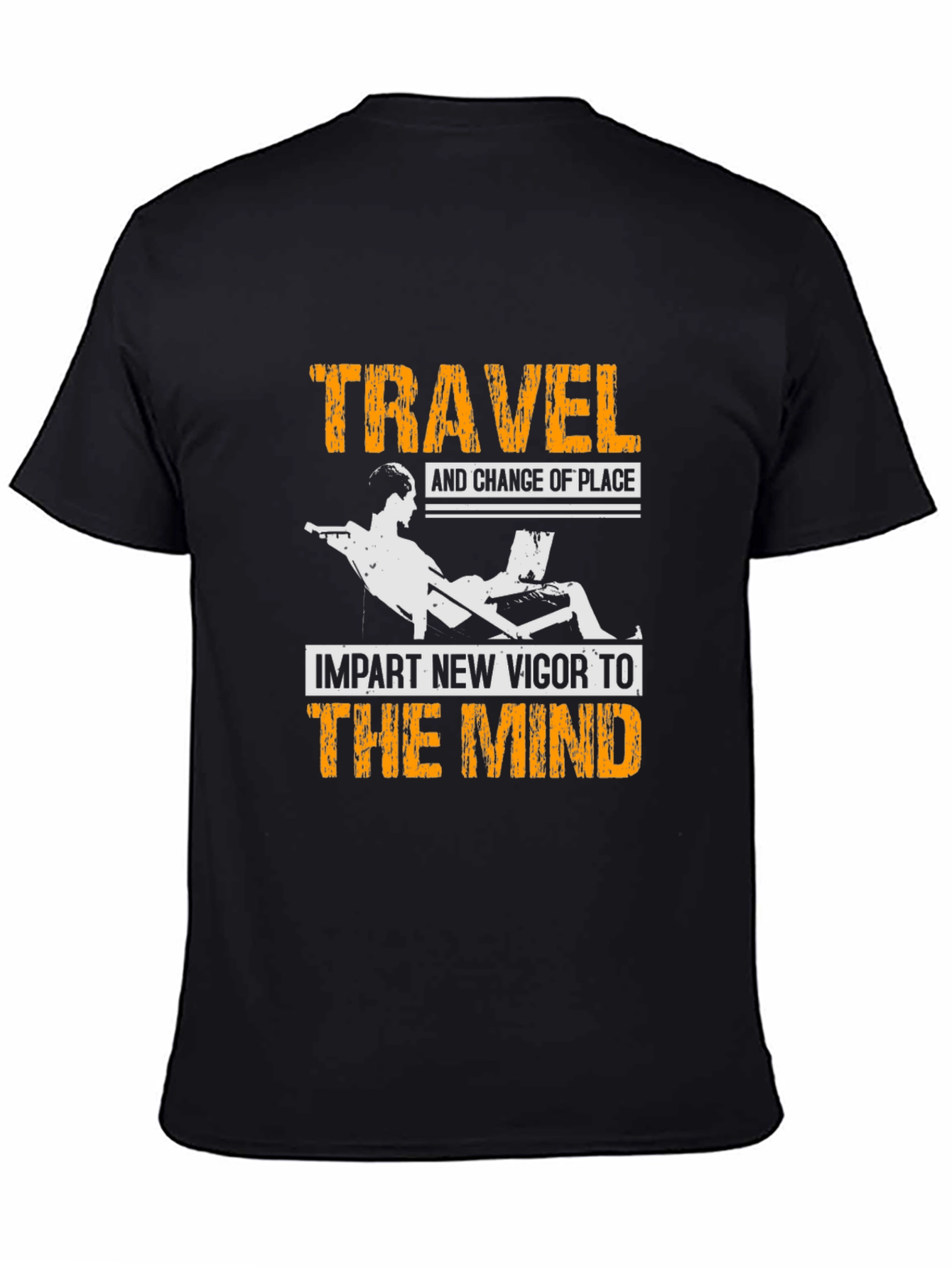 Black Travel Vigor Mind Graphic Tee - Black Cotton T-Shirt view 4