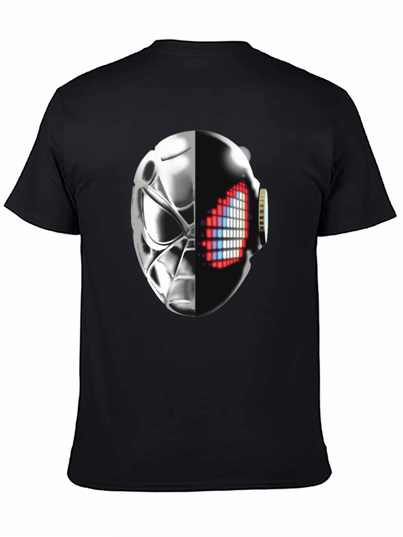 Black Cyberpunk Half-Mask Graphic T-Shirt - Black view 4