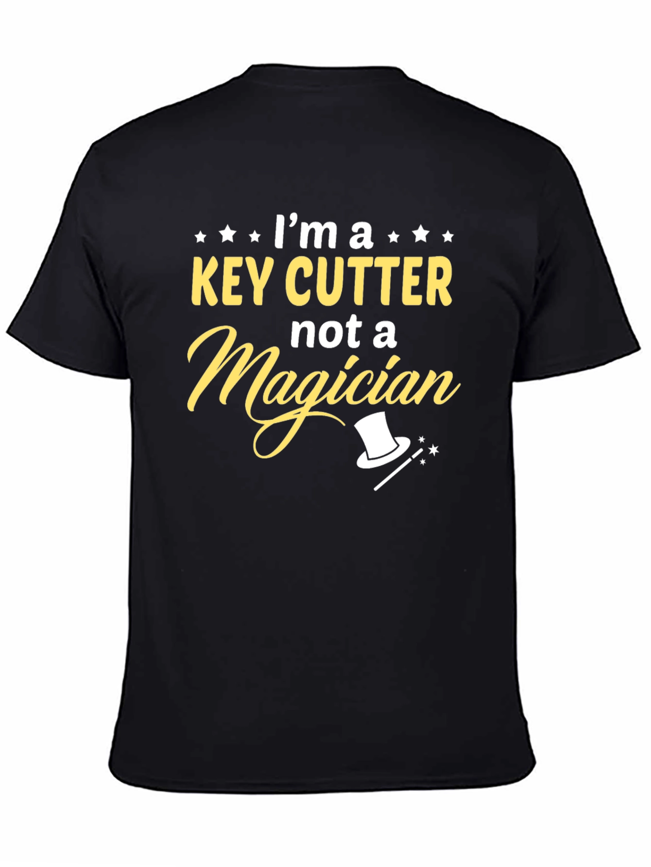 Black I'm a Key Cutter, Not a Magician Black T-Shirt view 4
