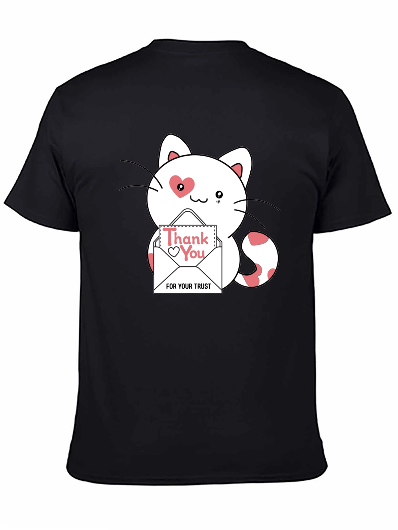 Black Cute Thank You Cat T-Shirt view 4