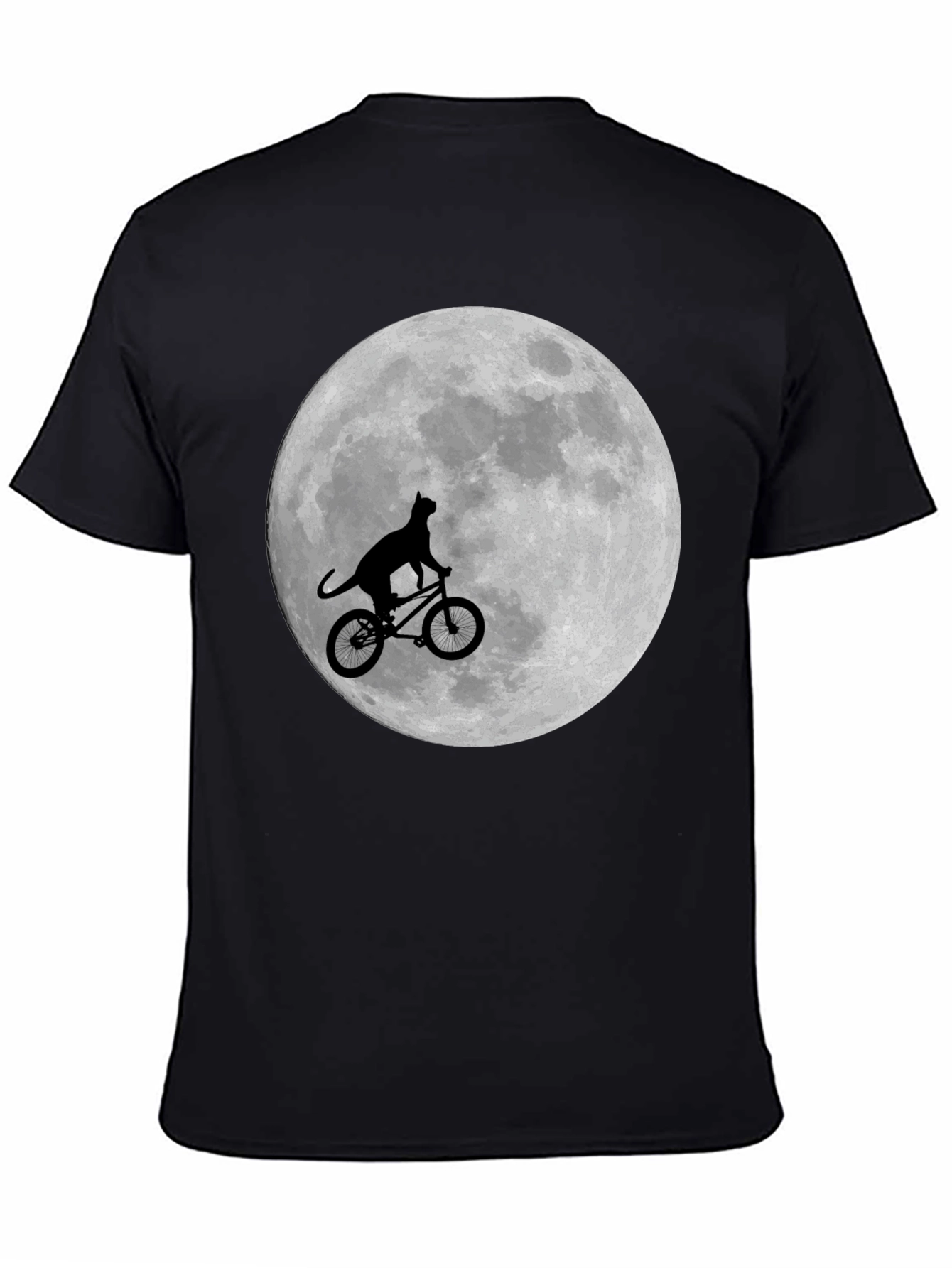 Black Cat on Bike Moon Graphic T-Shirt view 4