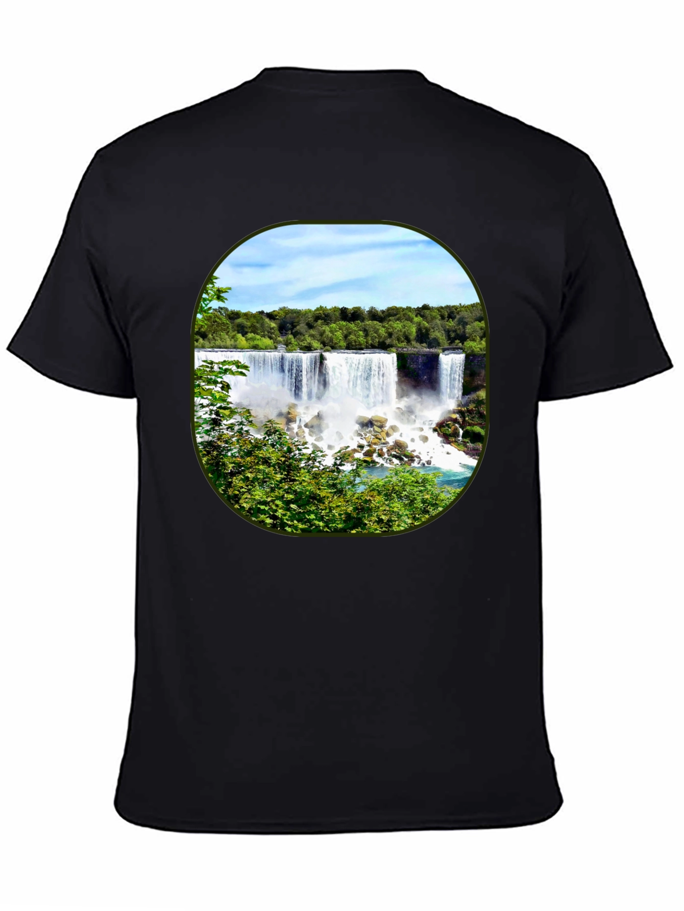 Black Niagara Falls Graphic Tee - Black Cotton T-Shirt view 4