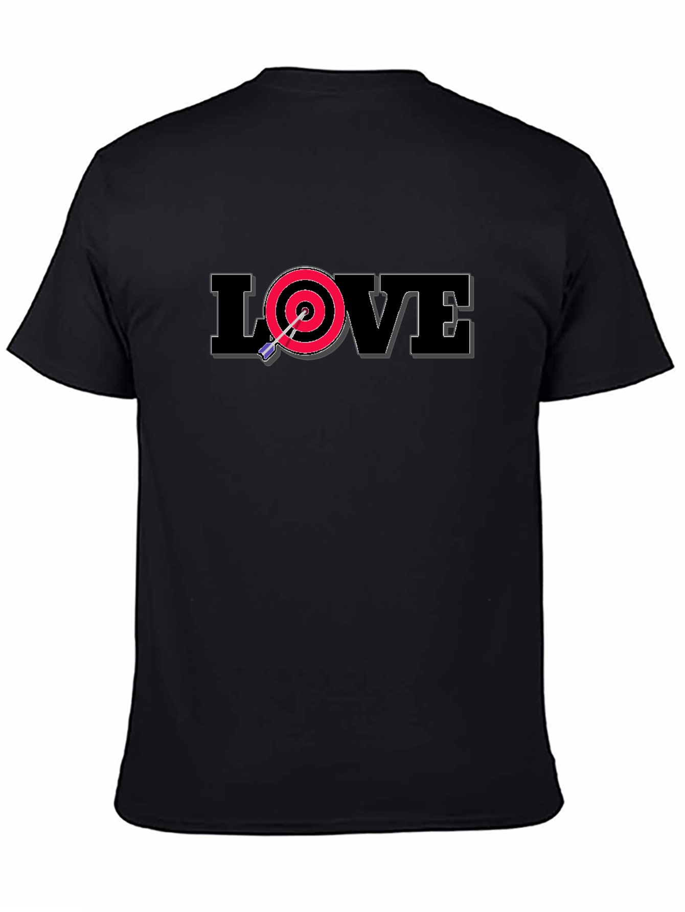 Black LOVE Dartboard T-Shirt - Perfect Aim, True Love view 4