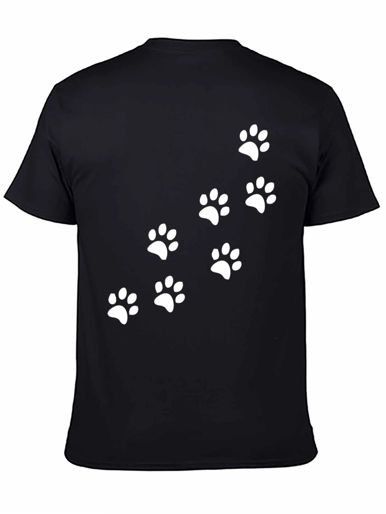 Black Paw Print Graphic T-Shirt - Black Crew Neck view 4