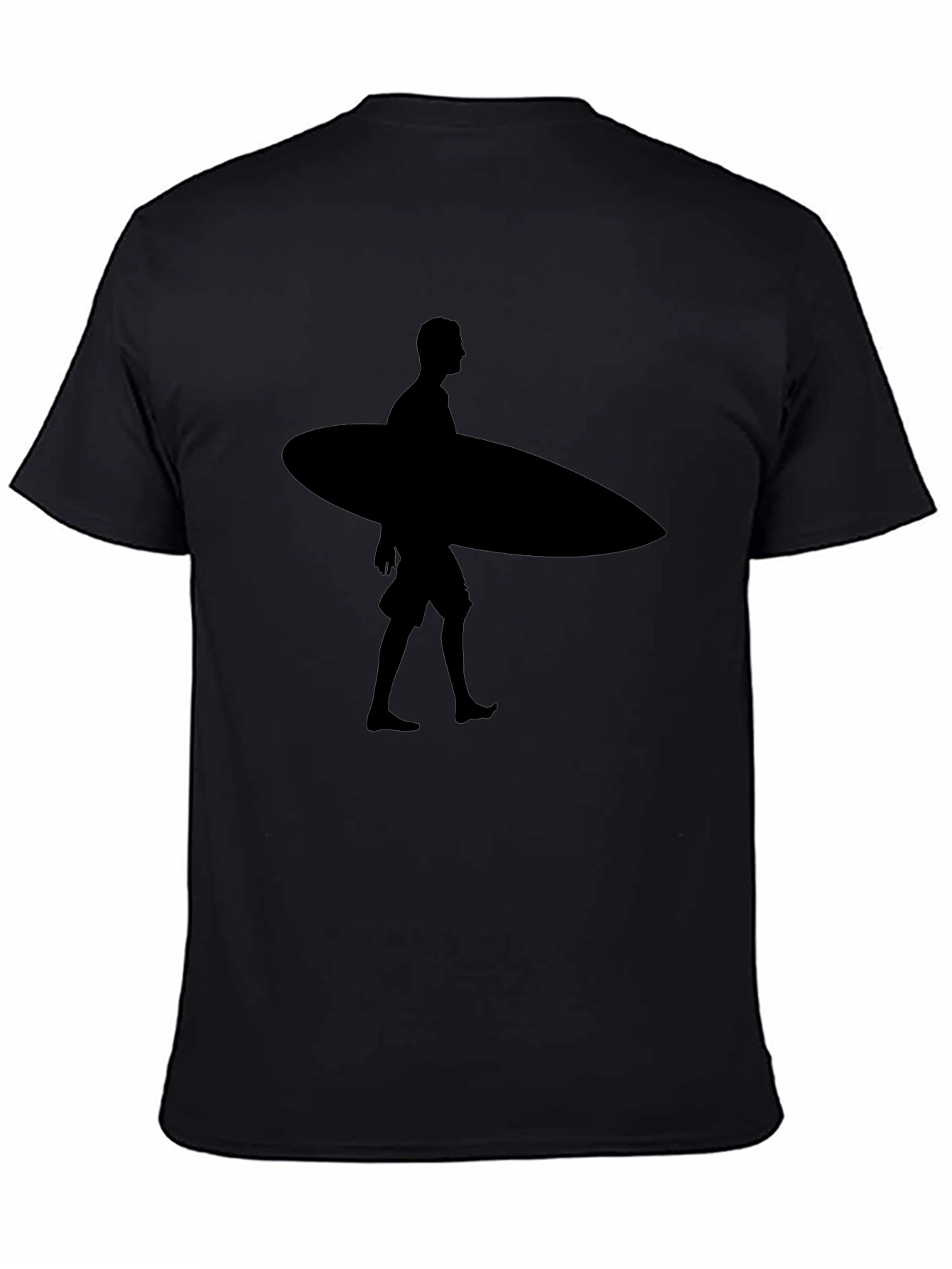 Black Surfer Silhouette Black T-Shirt view 4