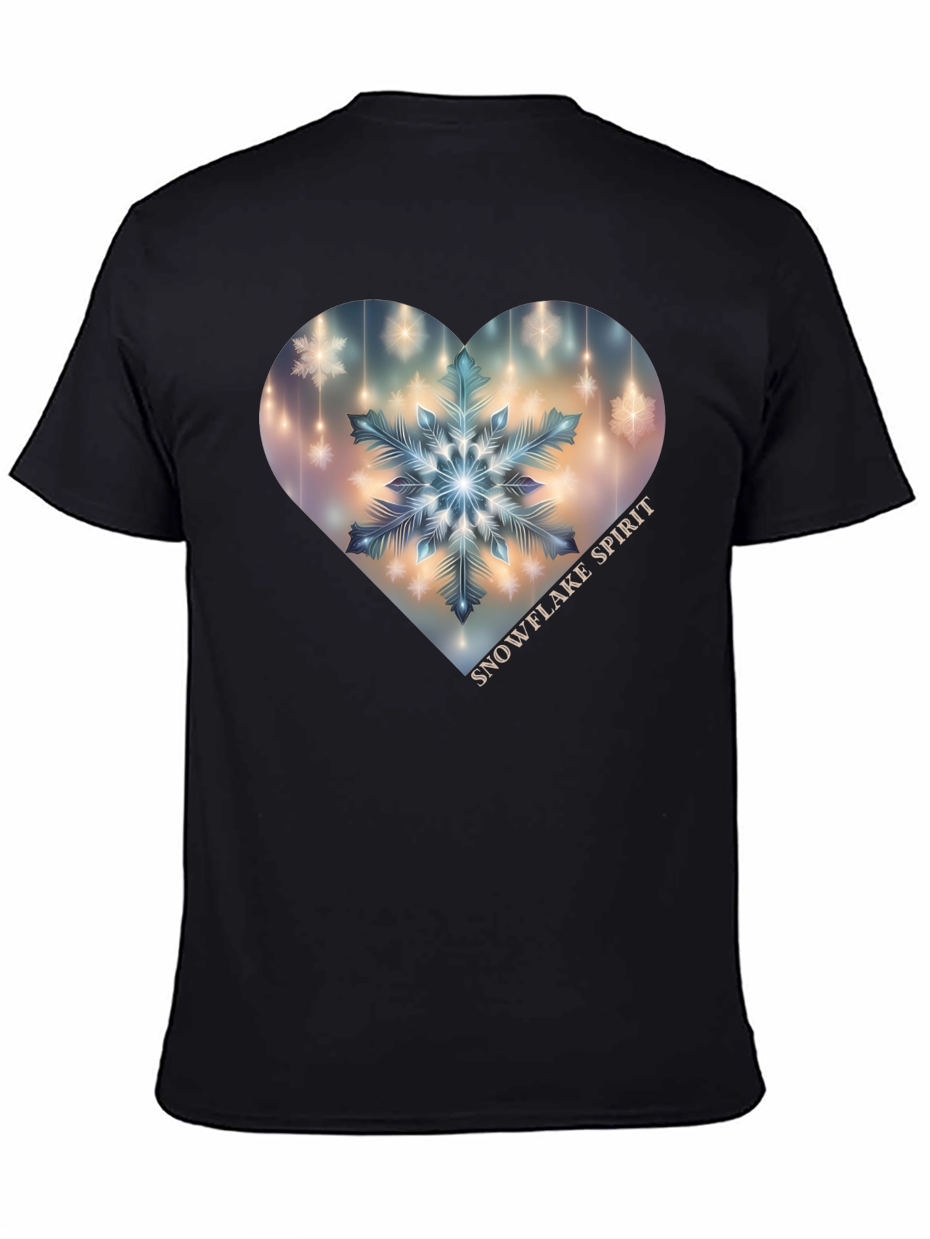 Black Snowflake Spirit Heart Graphic Tee - Black view 4