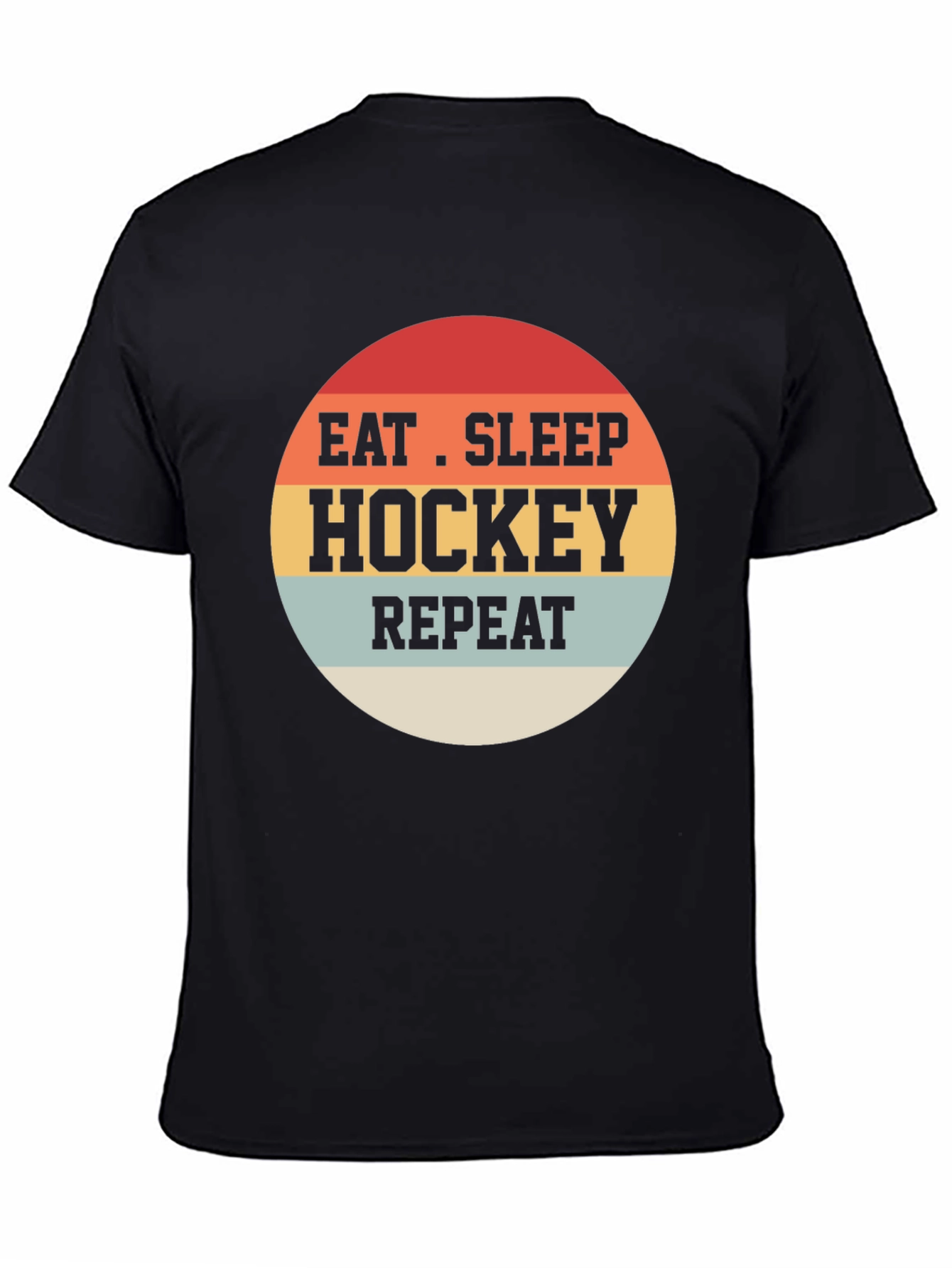 Black Eat Sleep Hockey Repeat T-Shirt view 4