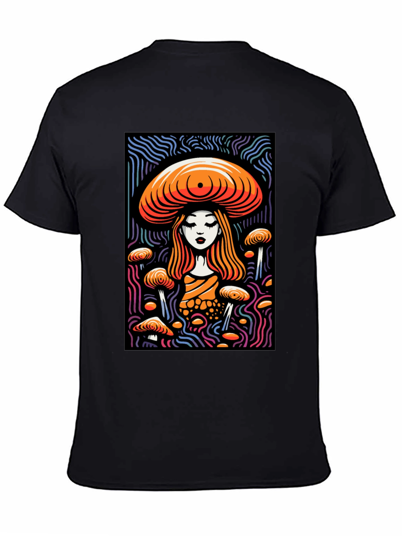 Black Mushroom Maiden Graphic Tee - Black Cotton Blend view 4