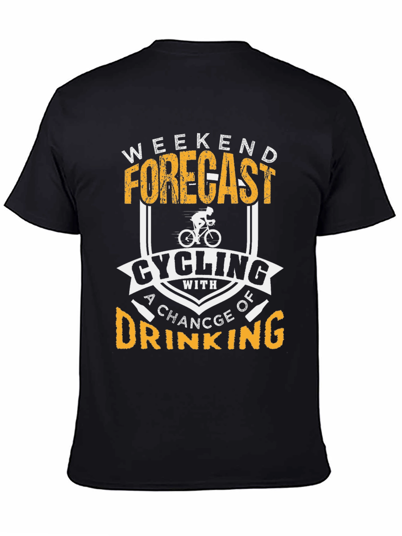 Black Cycling & Drinking T-Shirt: Weekend Forecast view 4