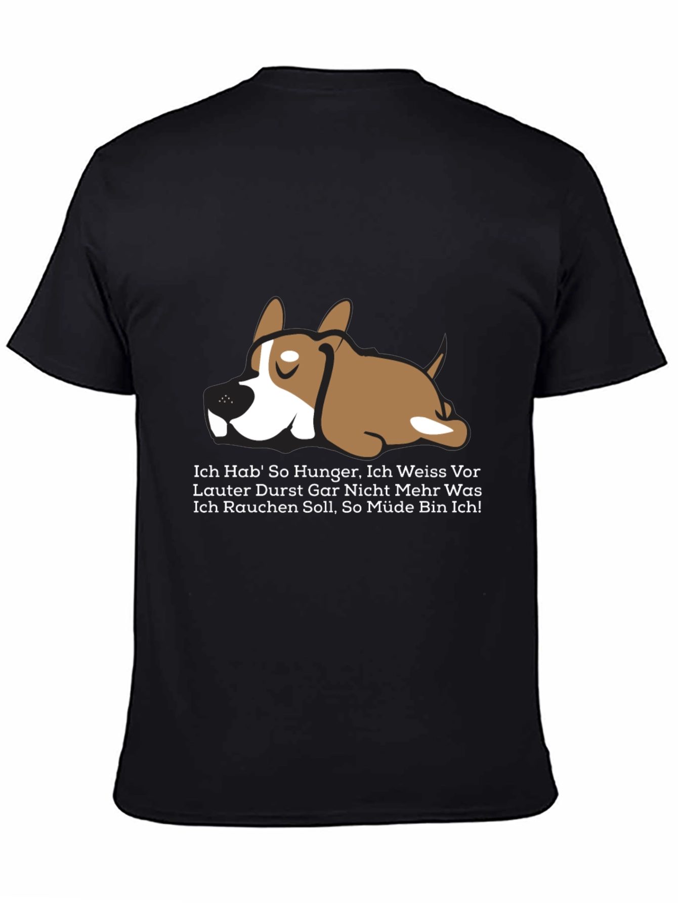Black Lazy Dog Graphic Tee - Funny German Slogan T-Shirt view 4