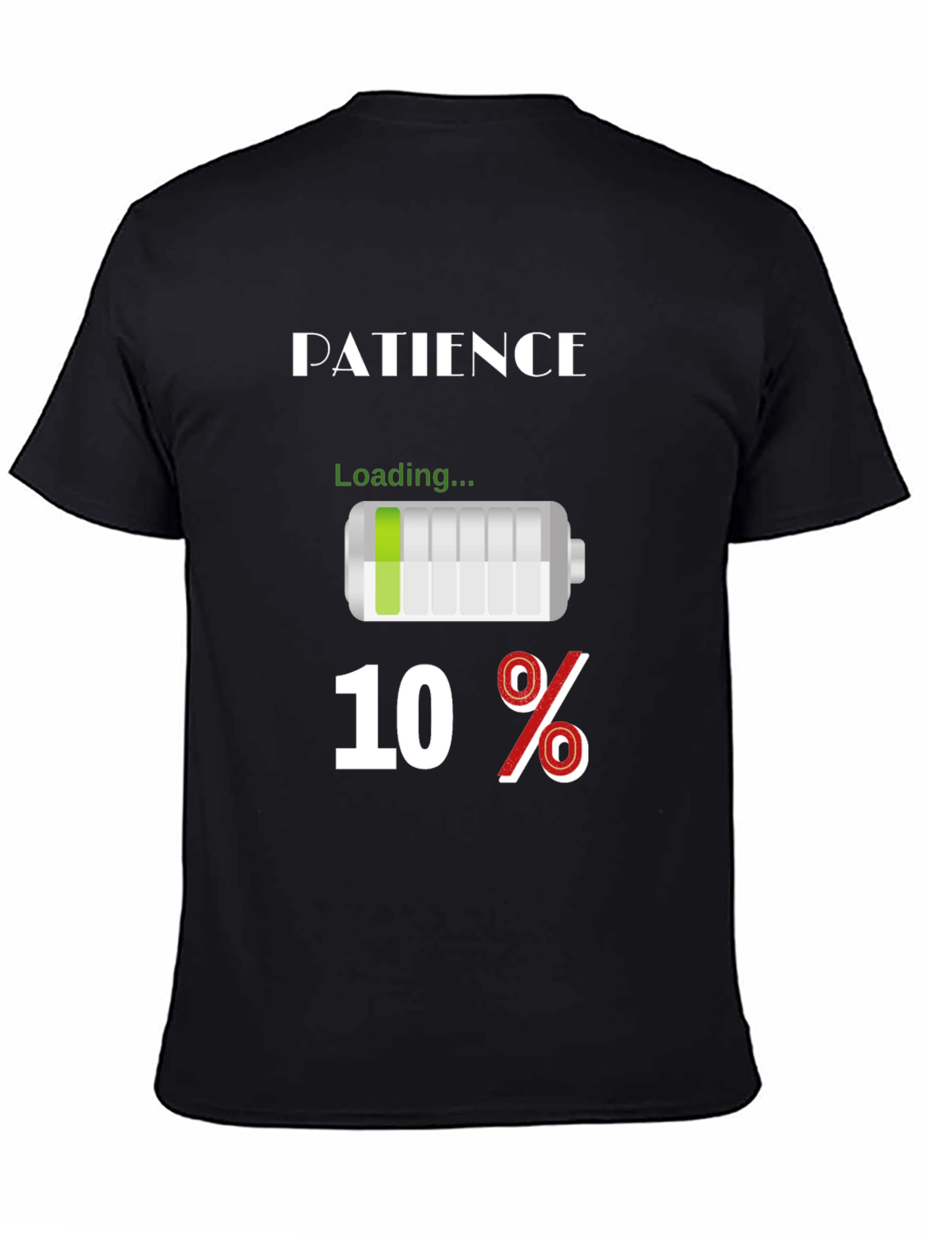 Black Patience Loading Funny Graphic T-Shirt view 4
