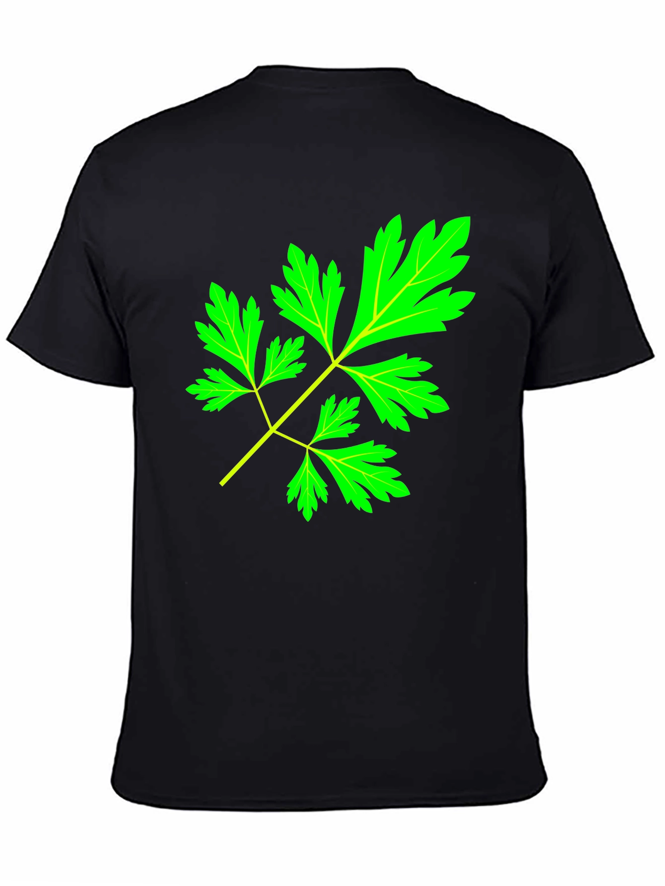 Black Herbal Leaf Black T-Shirt view 4