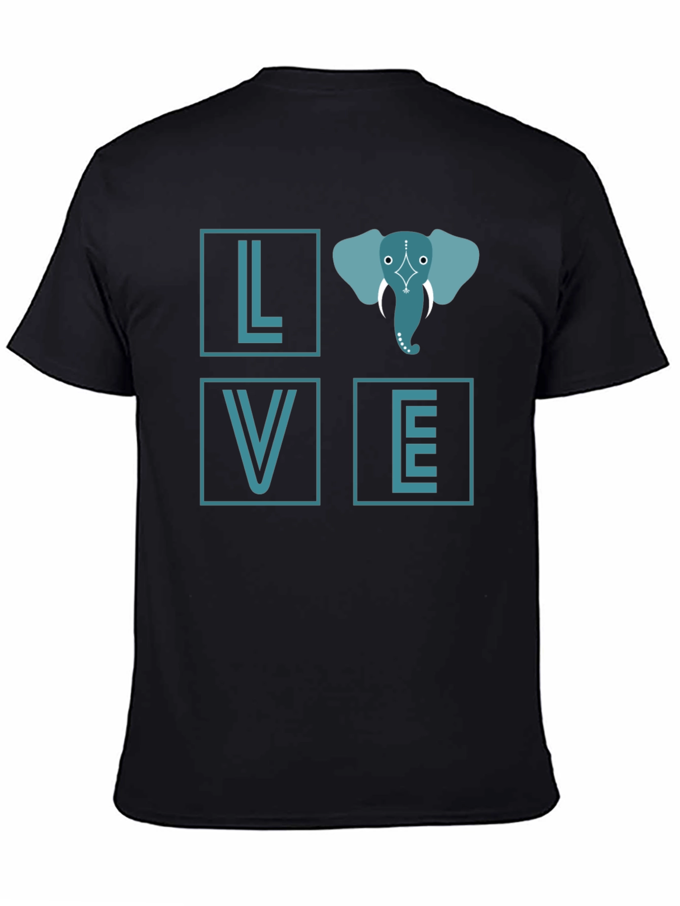 Black Elephant Love Graphic Tee - Stylish Black T-Shirt view 4