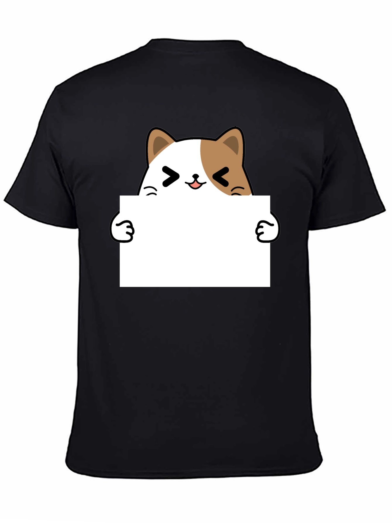 Black Cute Cat Holding Sign Graphic T-Shirt view 4