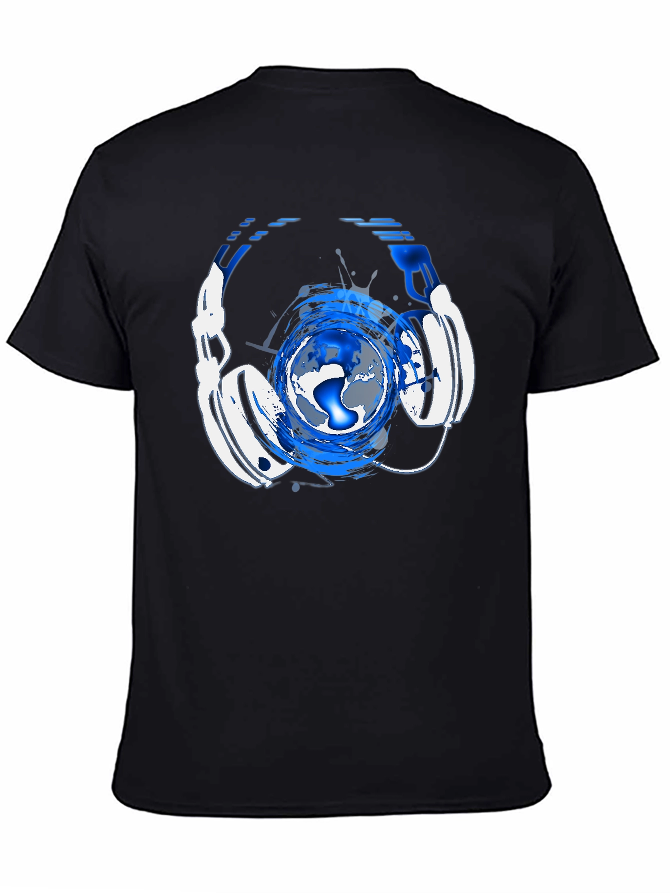 Black Headphone Globe Graphic Tee view 4