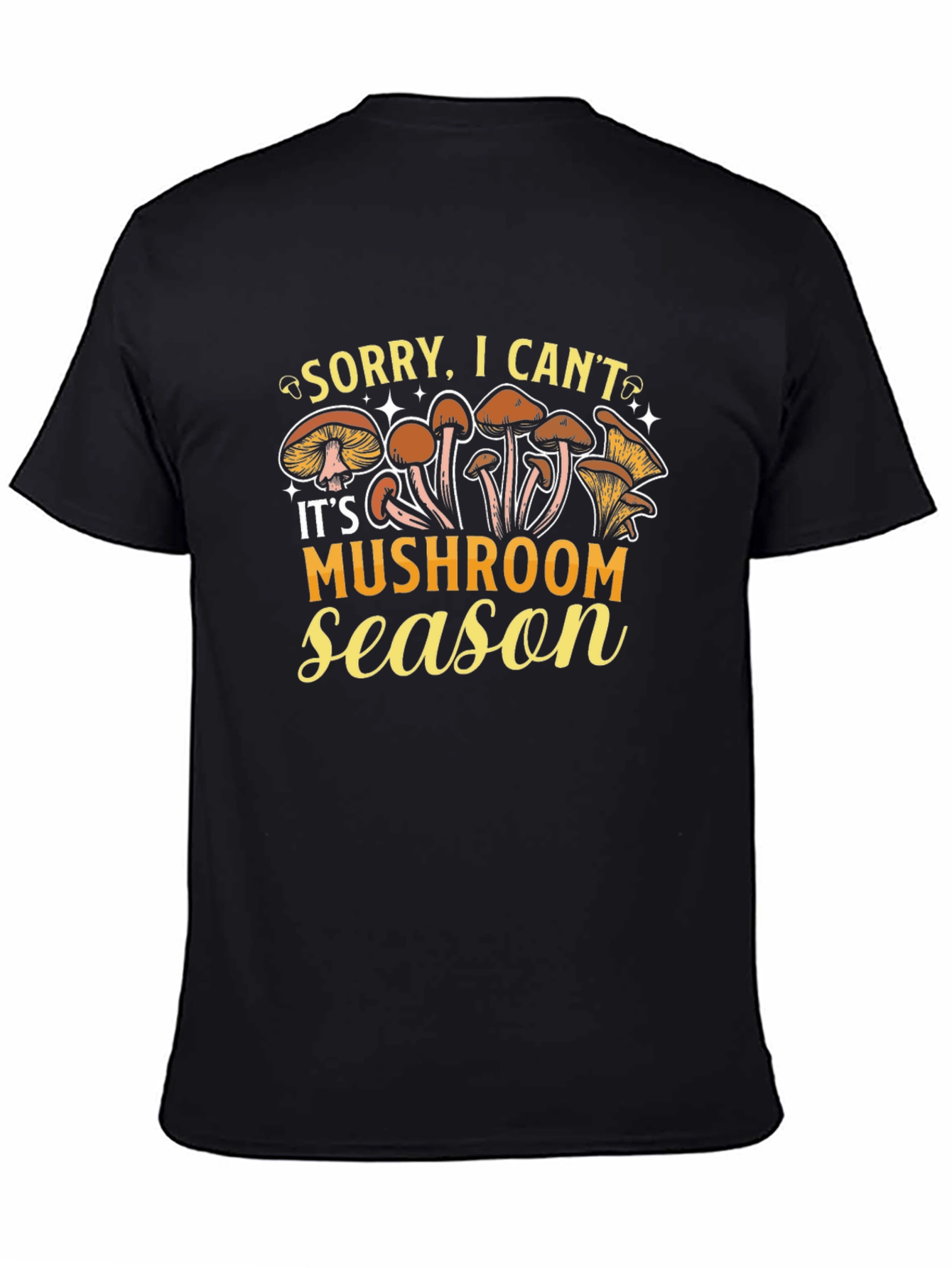 Black Mushroom Season Graphic Tee Funny Forager T-Shirt view 4