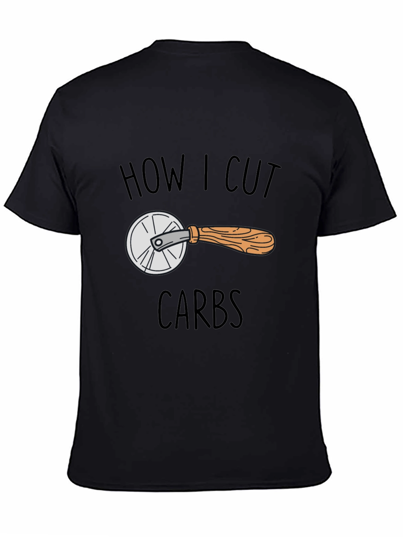 Black How I Cut Carbs Funny Graphic Tee view 4