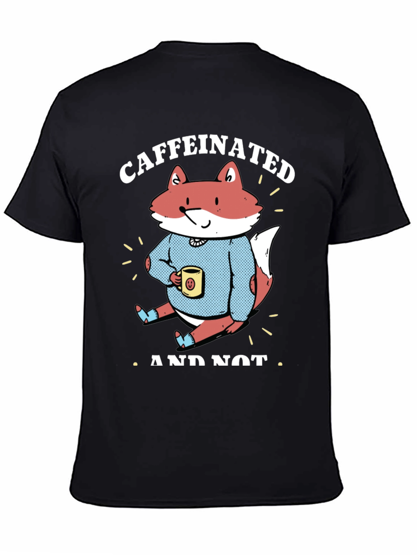 Black Caffeinated Fox Graphic Tee - Casual Comfort view 4