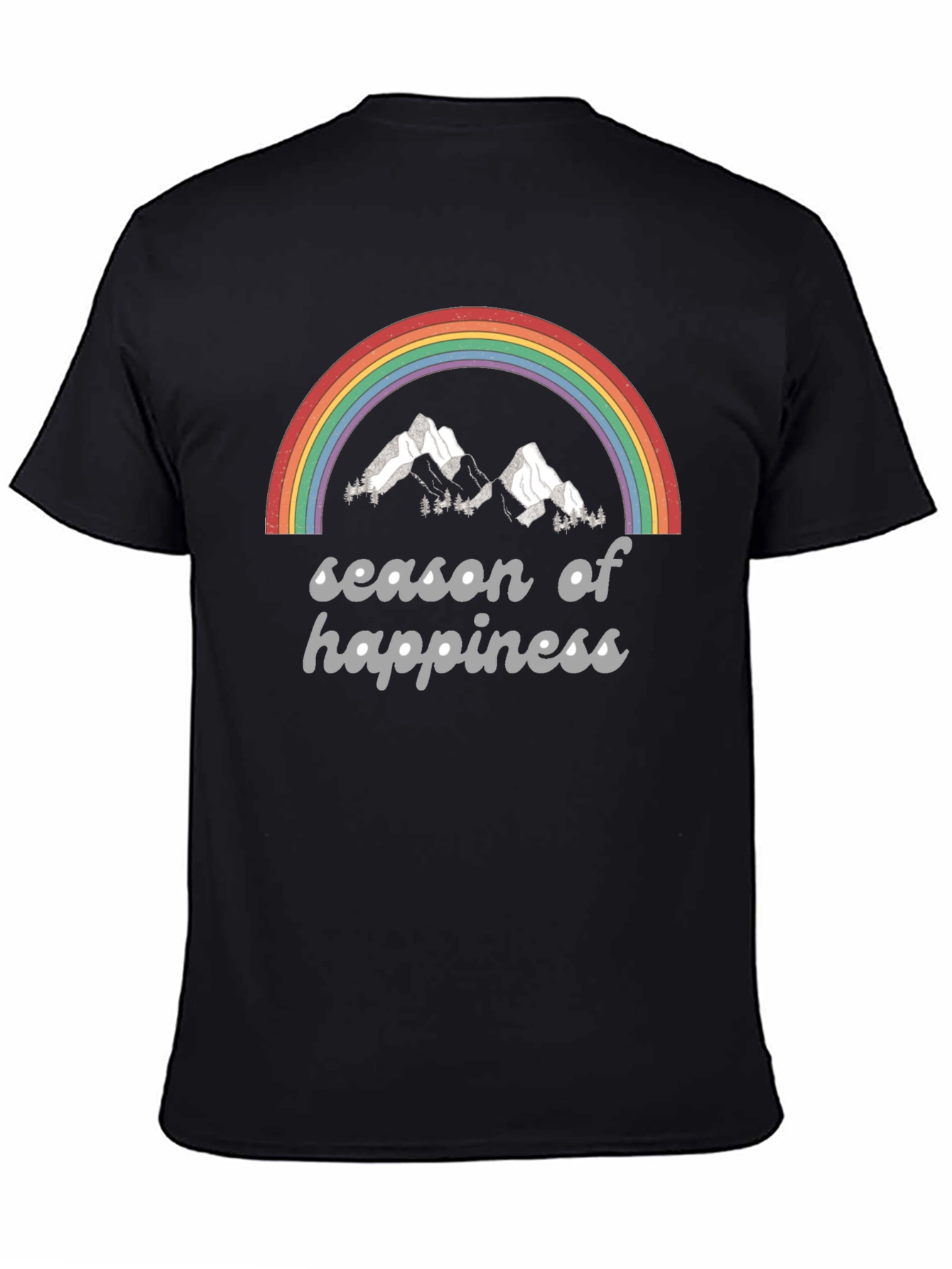 Black Season of Happiness Rainbow Graphic Tee view 4