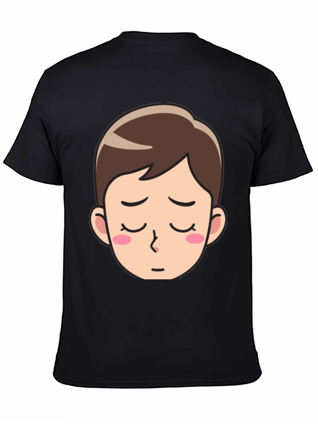 Black Cartoon Face Black T-Shirt - Unisex Casual Wear view 4