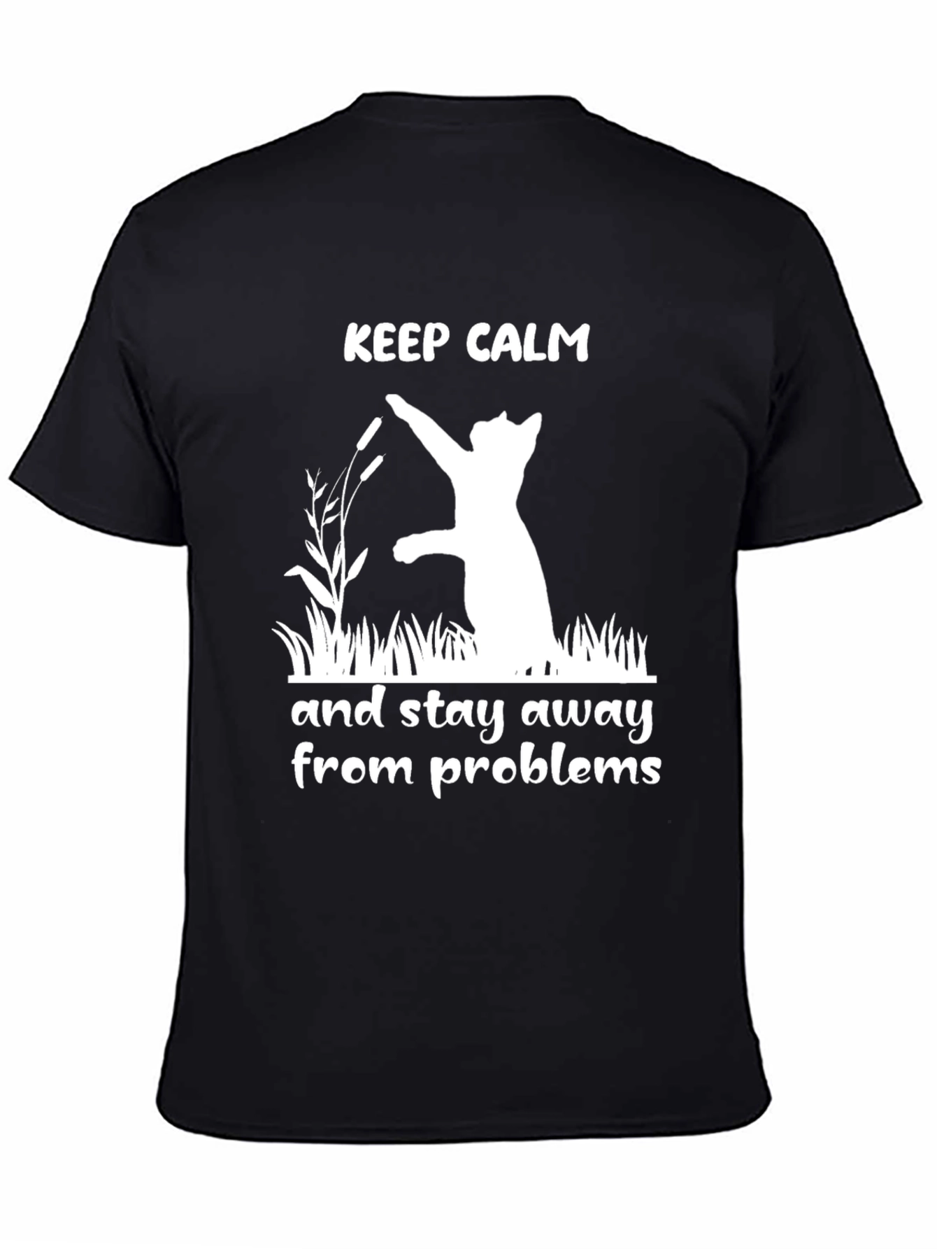 Black Keep Calm Cat Graphic Tee view 4