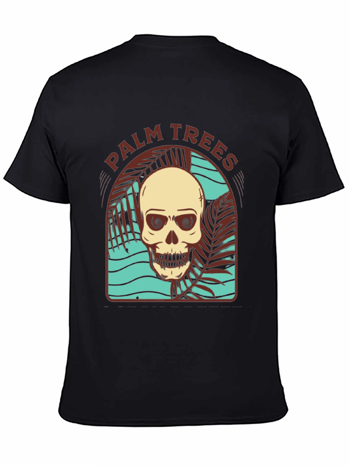 Black Skull Palm Trees T-Shirt view 4