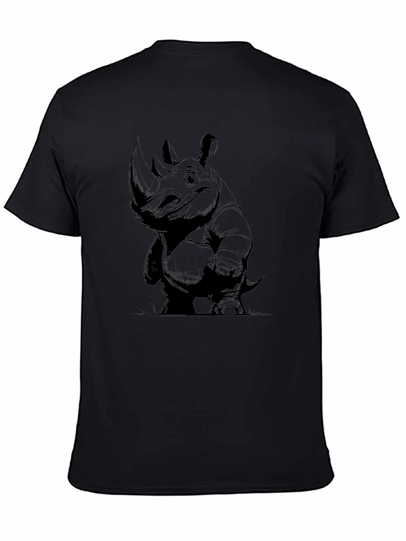 Black Rhino Graphic Tee - Men's Black Cotton T-Shirt view 4