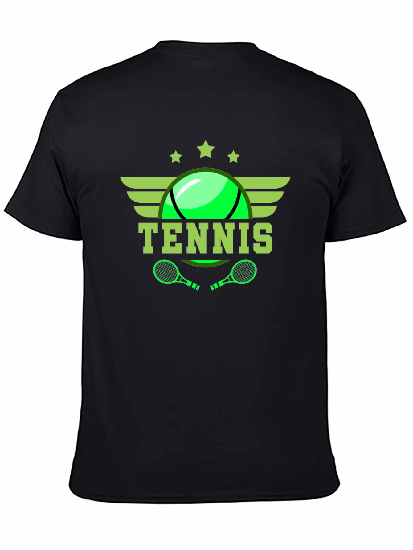 Black Tennis Graphic Tee - Black Cotton T-Shirt view 4