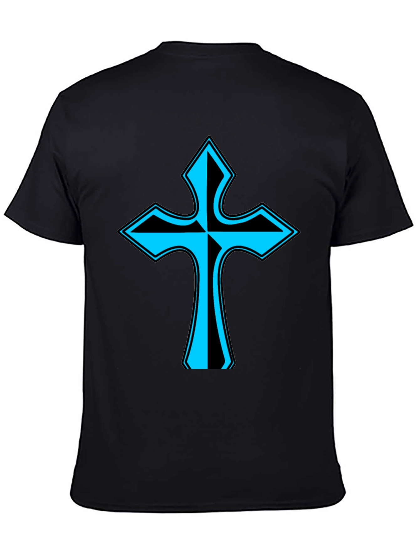 Black Stylish Cross Graphic Tee - Black view 4