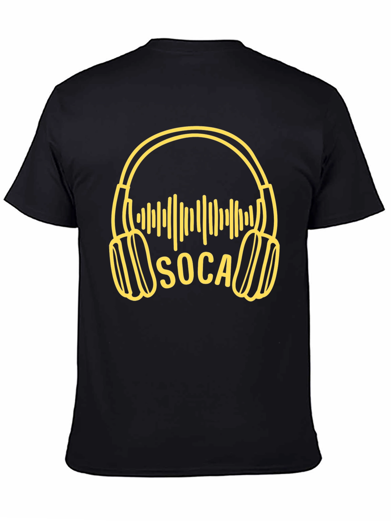 Black Soca Music Headphones Graphic T-Shirt view 4