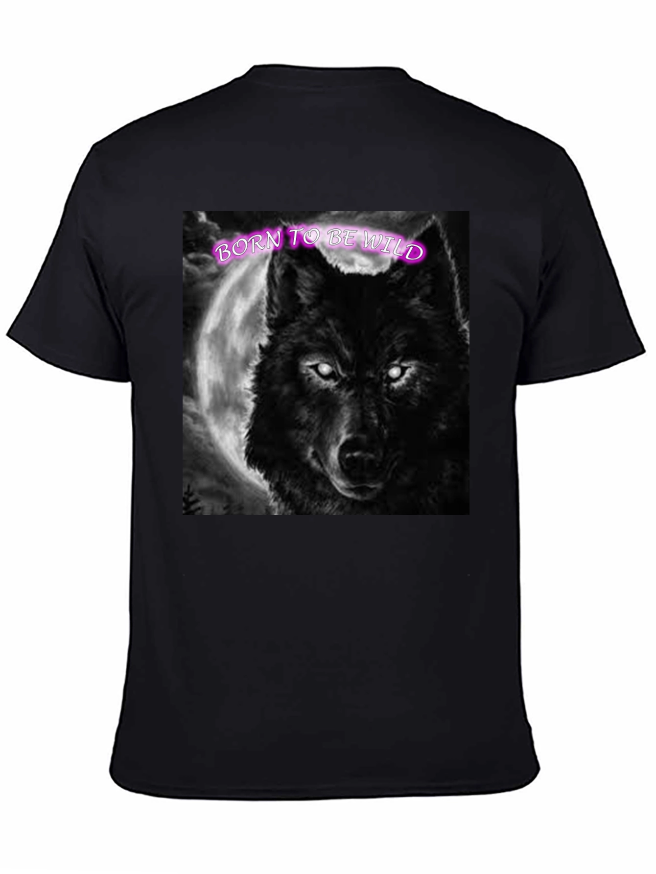 Black Born to be Wild Wolf Graphic Tee view 4