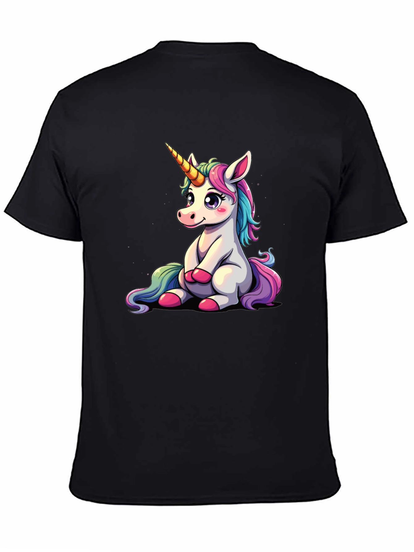 Black Unicorn Graphic Tee - Cute Cartoon Animal Print view 4