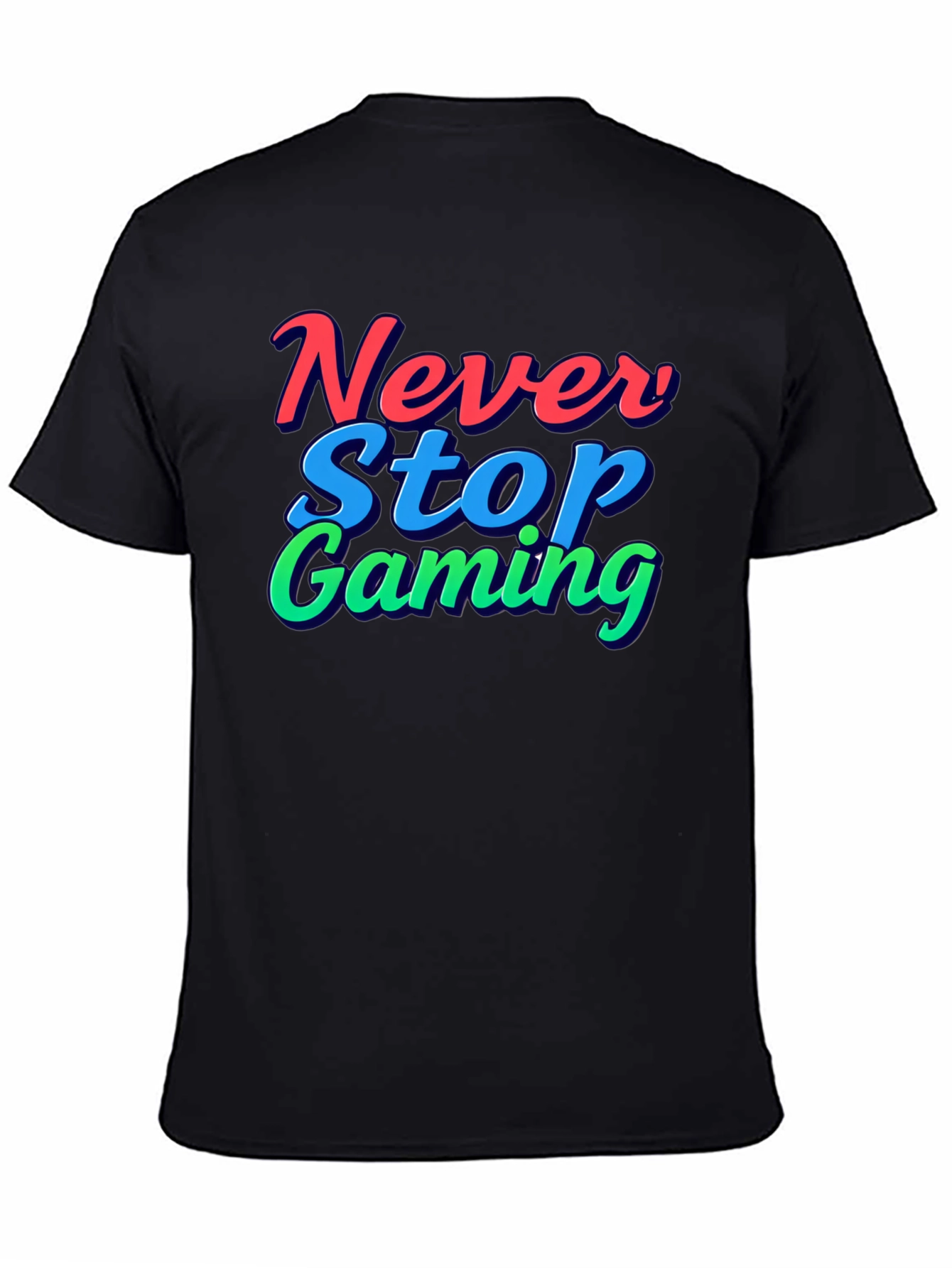 Black Never Stop Gaming T-Shirt - Black view 4