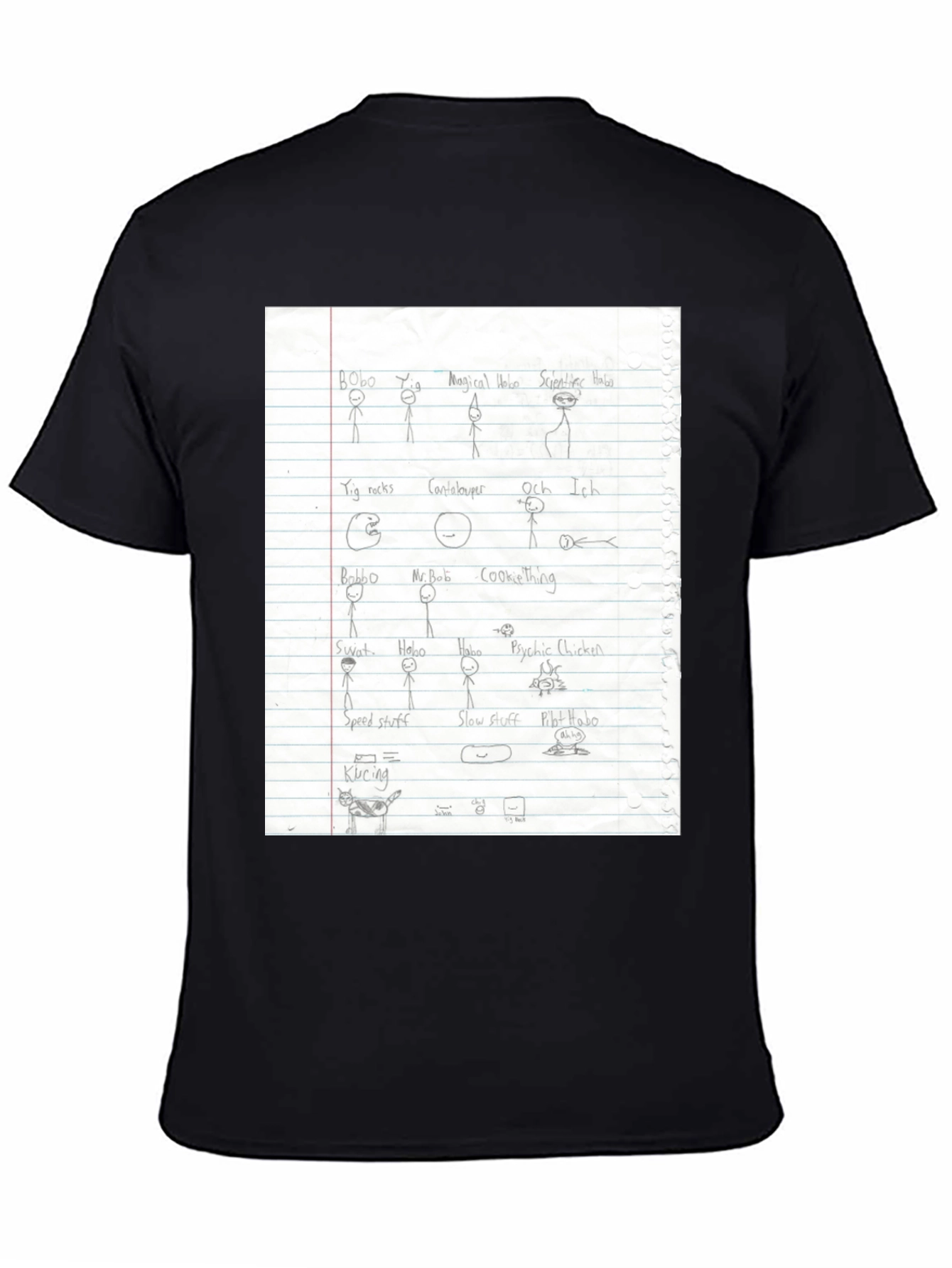 Black Doodle Sketch T-Shirt - Black view 4