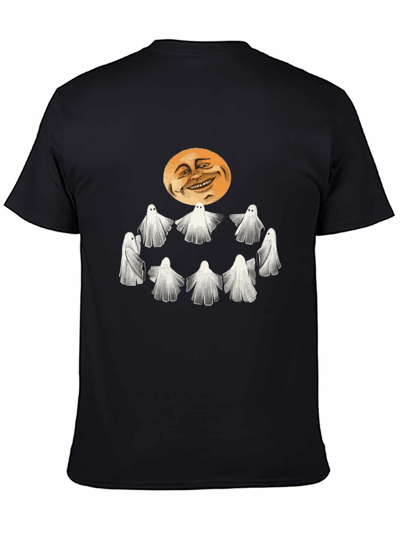 Black Spooky Ghosts and Moon Graphic Tee - Halloween Style view 4