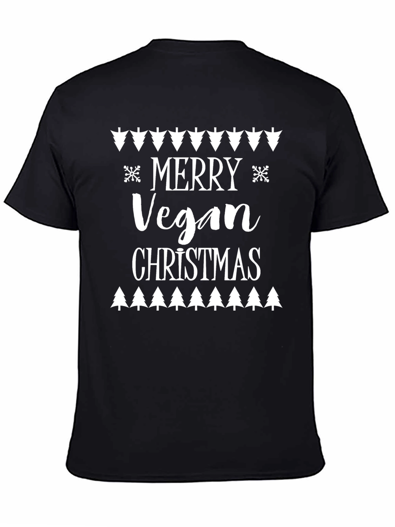 Black Merry Vegan Christmas Graphic Tee view 4