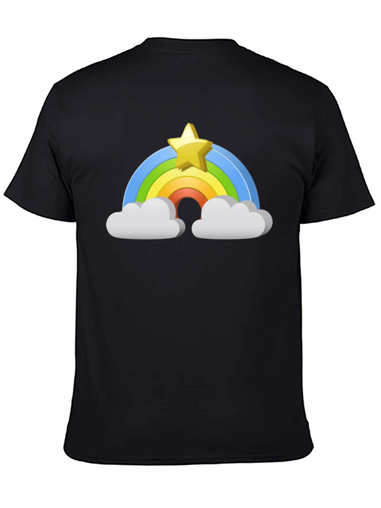 Black Rainbow Star Graphic Tee - Black Cotton Comfort view 4
