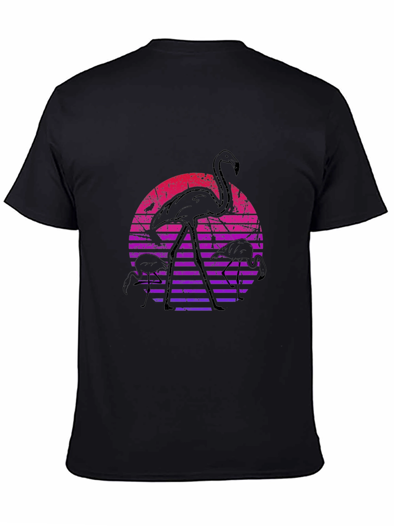 Black Retro Flamingo Sunset Graphic Tee view 4