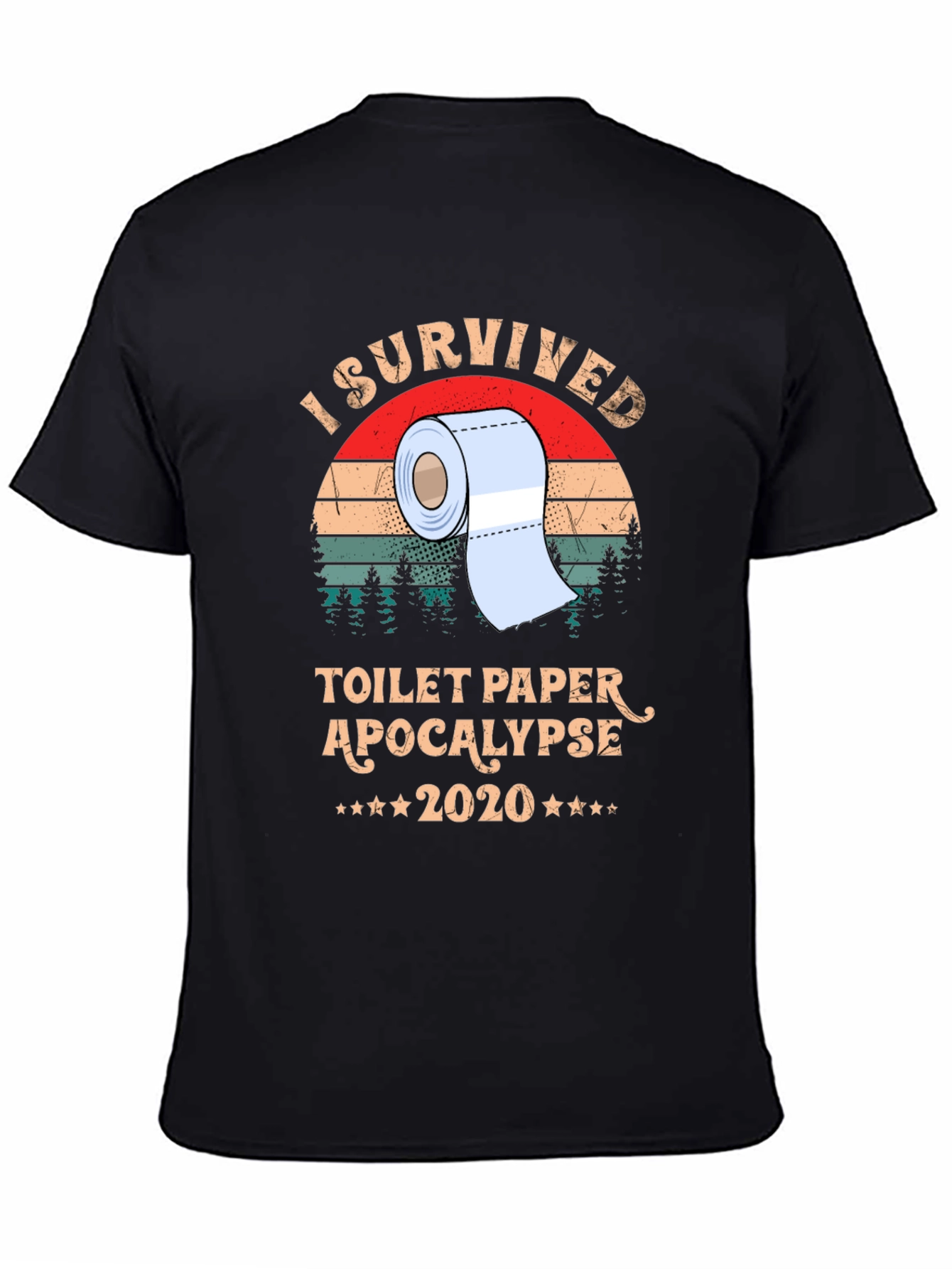 Black I Survived Toilet Paper Apocalypse 2020 T-Shirt view 4