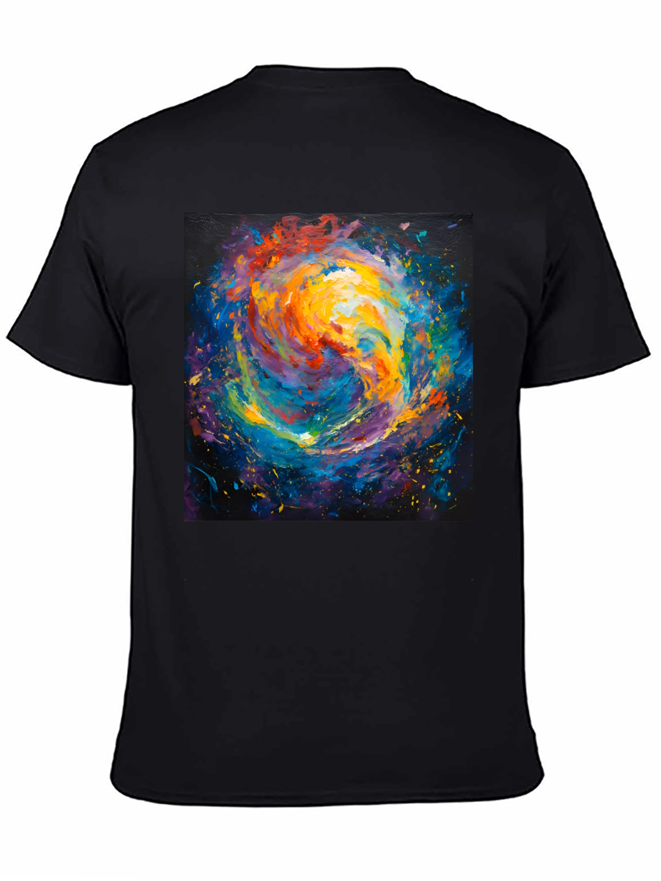 Black Abstract Galaxy Print Crew Neck T-Shirt view 4