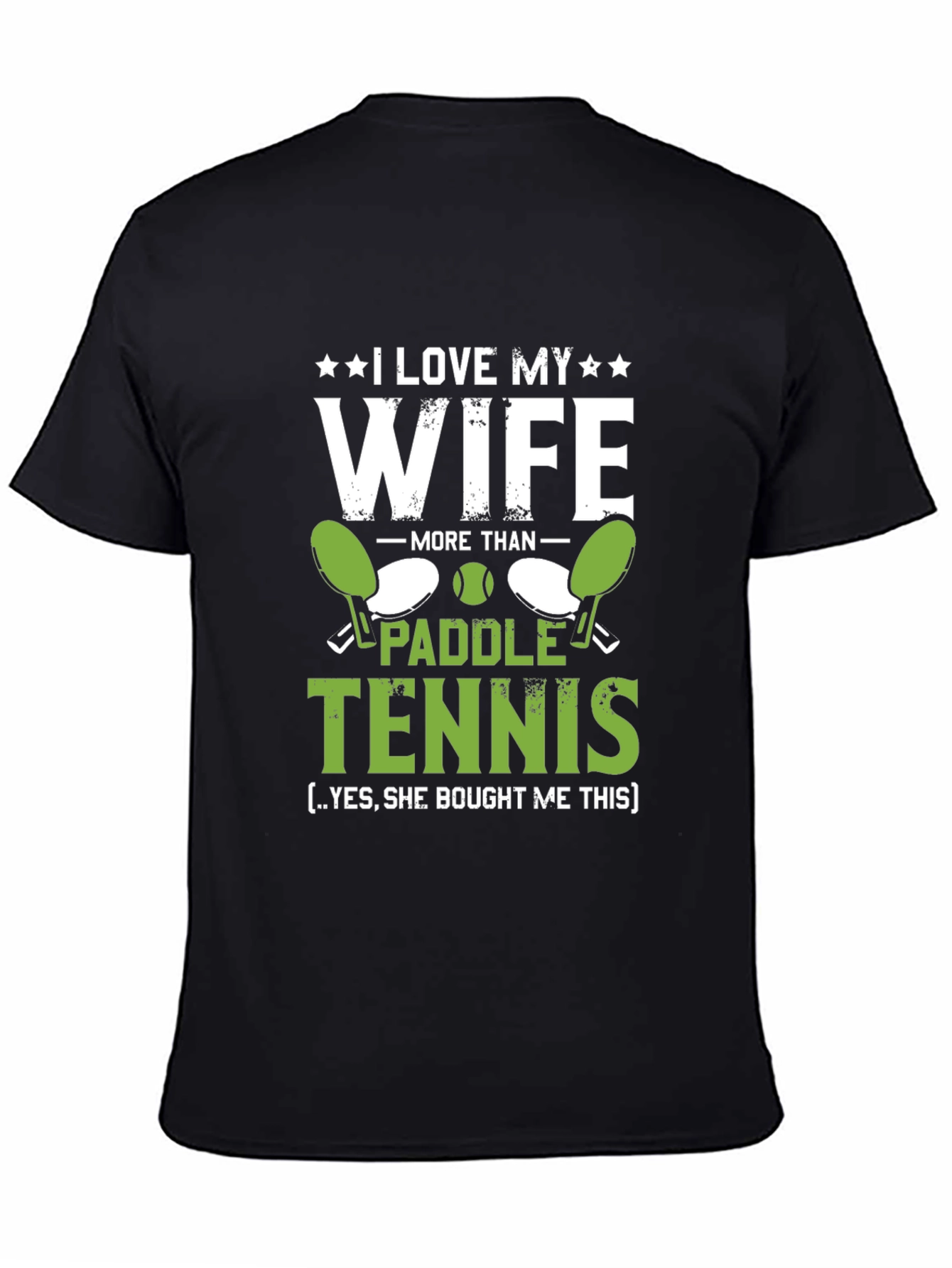 Black I Love My Wife Paddle Tennis Graphic T-Shirt view 4