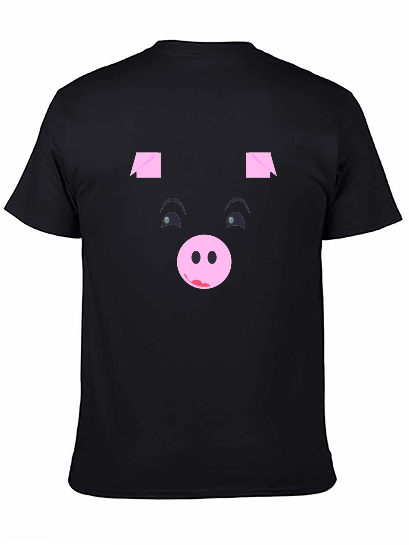 Black Funny Pig Face Black Graphic T-Shirt view 4