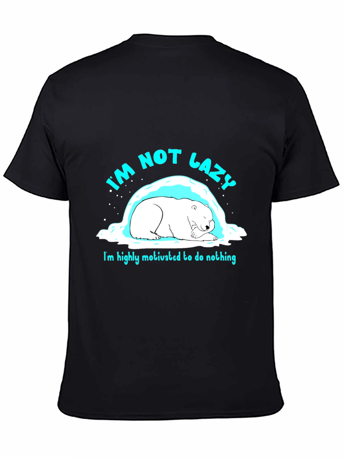 Black Lazy Bear Graphic T-Shirt - Men's Casual Tee view 4