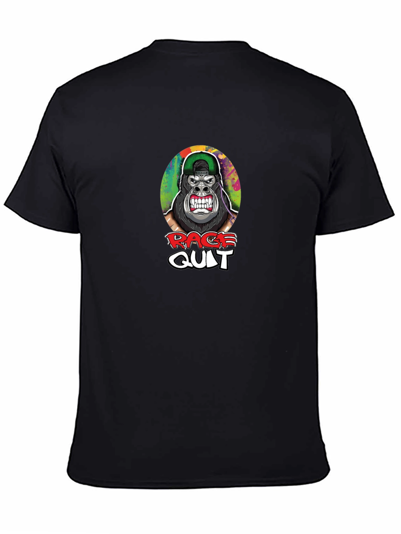 Black Rage Quit Gorilla Graphic T-Shirt - Cool Gamer Tee view 4