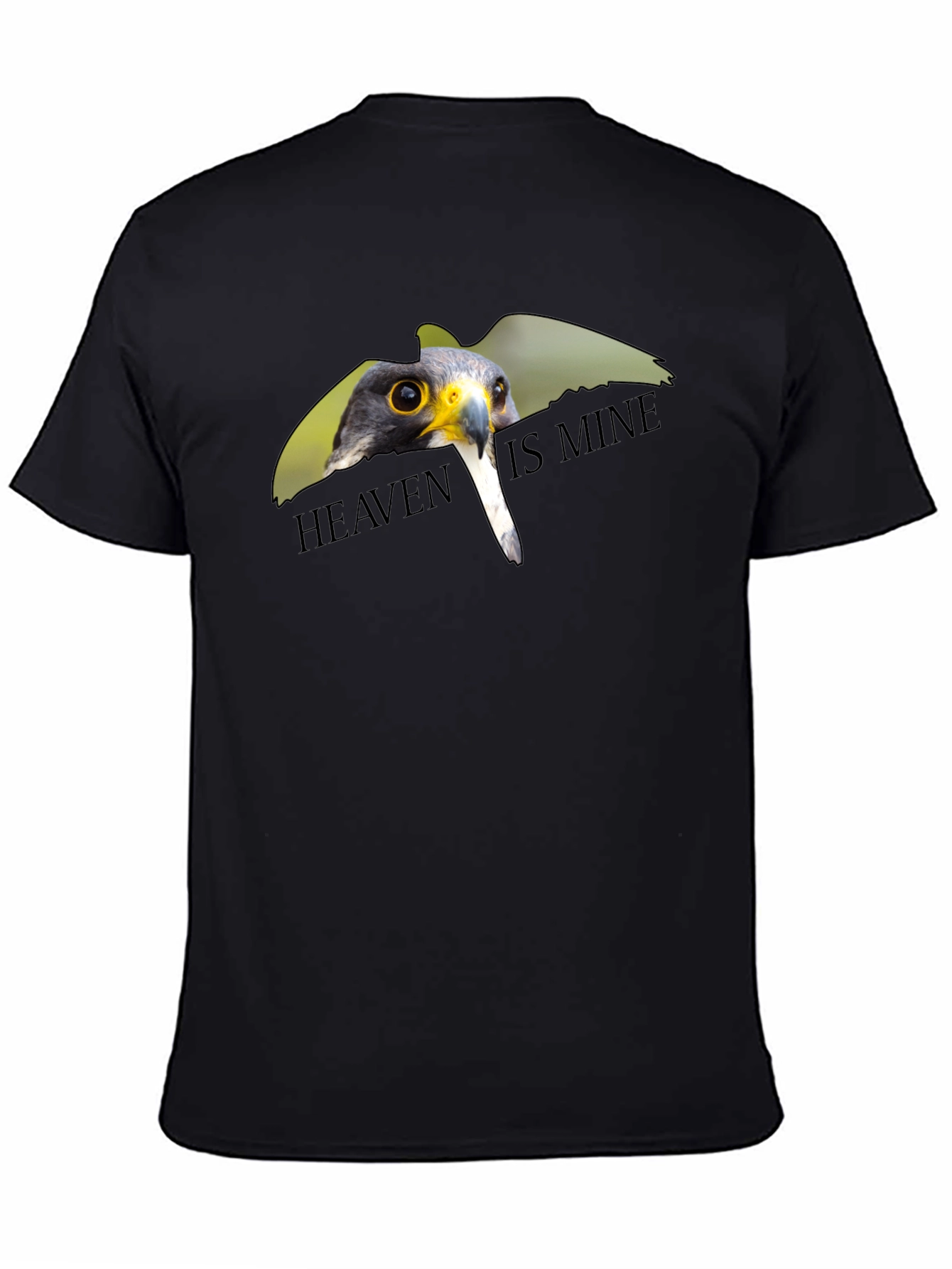 Black Heaven Is Mine Falcon Graphic Tee - Soft Cotton Blend view 4