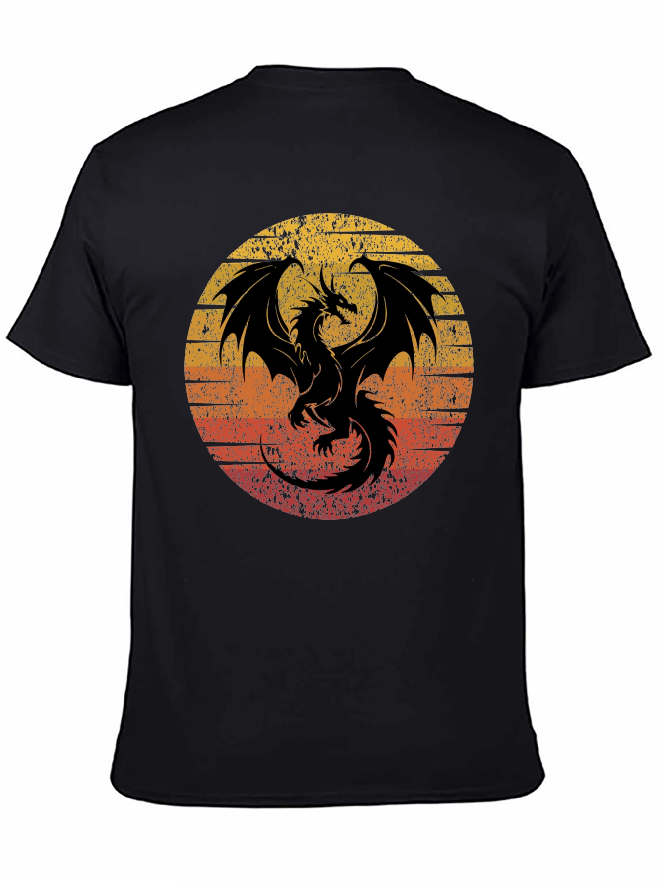 Black Retro Dragon Graphic Tee - Men's Black T-Shirt view 4