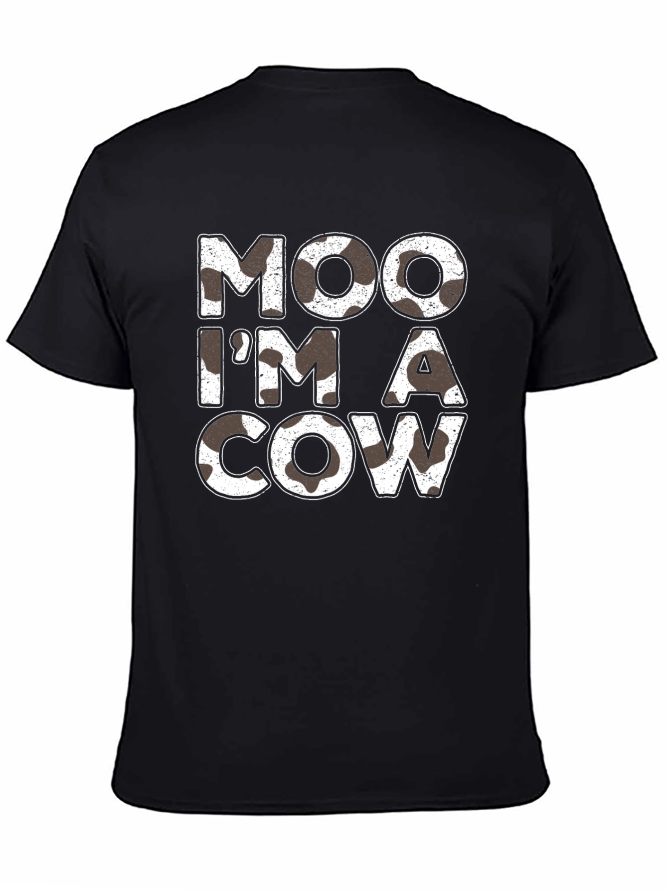 Black Moo I'm a Cow Graphic Print Black T-Shirt view 4