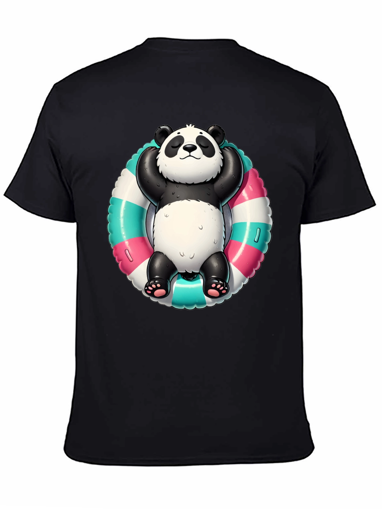 Black Panda Pool Float T-Shirt - Relaxed Style view 4