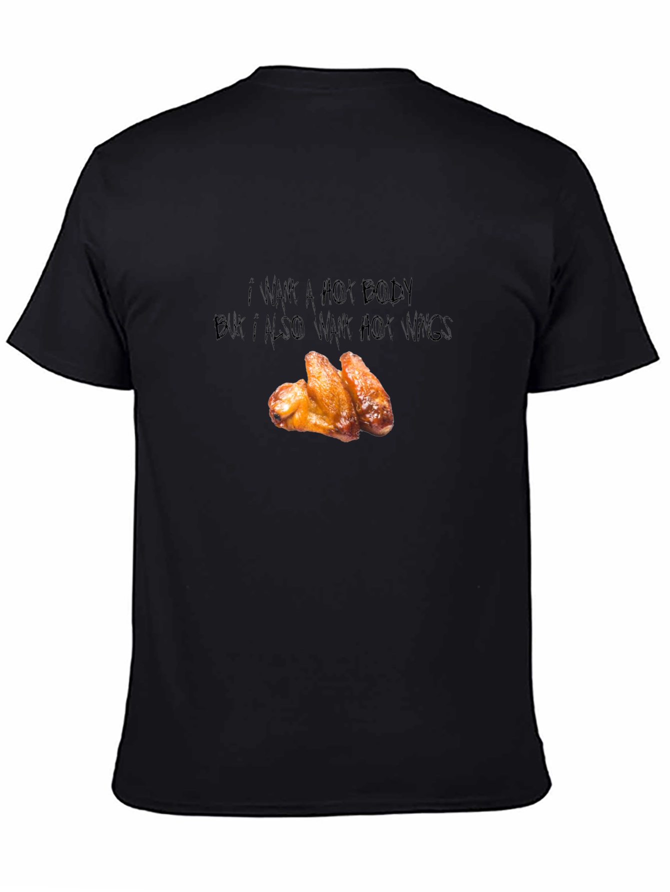 Black Funny Hot Wings Graphic T-Shirt view 4