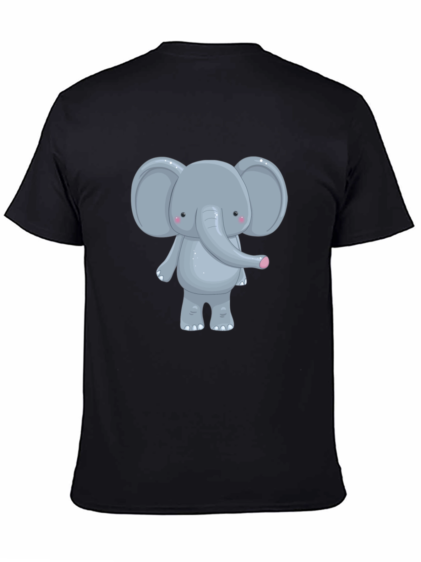 Black Cute Elephant Graphic Tee - Unisex Black T-Shirt view 4